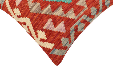 handmade Traditional Pillow Rust Blue Hand-Woven SQUARE 100% WOOL Hand woven turkish pillow2 x 2