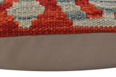 handmade Traditional Pillow Rust Blue Hand-Woven SQUARE 100% WOOL Hand woven turkish pillow2' x 2'