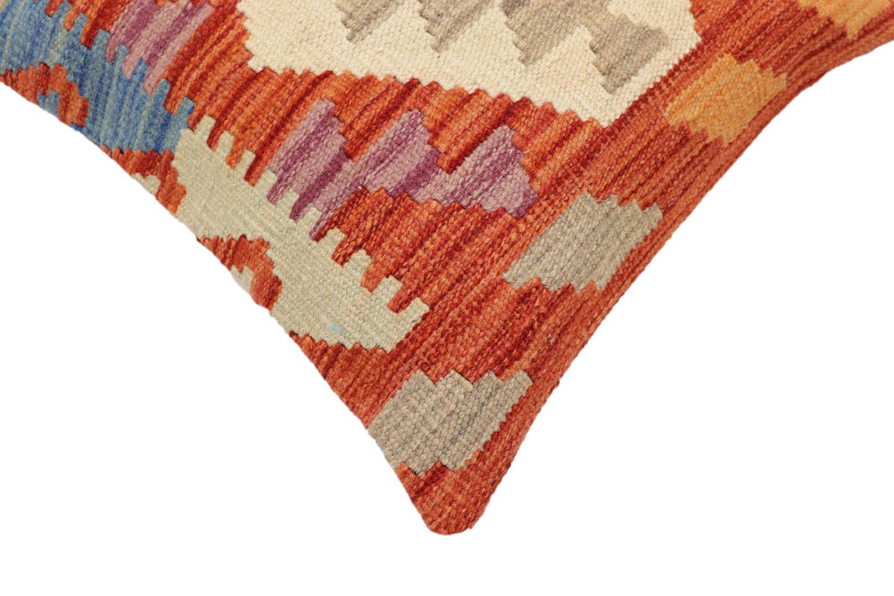 handmade Traditional Pillow Rust Blue Hand-Woven SQUARE 100% WOOL Hand woven turkish pillow2' x 2'