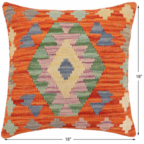 handmade Traditional Pillow Rust Blue Hand-Woven SQUARE 100% WOOL Hand woven turkish pillow2 x 2