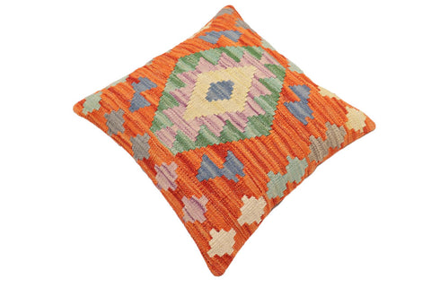 handmade Traditional Pillow Rust Blue Hand-Woven SQUARE 100% WOOL Hand woven turkish pillow2 x 2