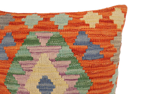 handmade Traditional Pillow Rust Blue Hand-Woven SQUARE 100% WOOL Hand woven turkish pillow2 x 2