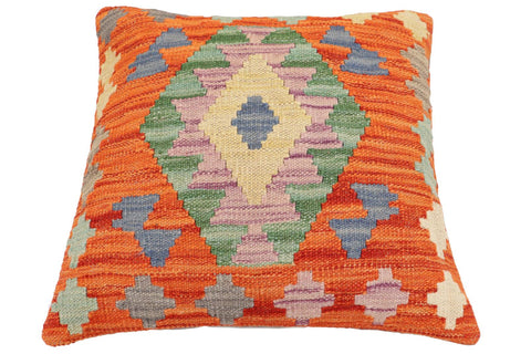 handmade Traditional Pillow Rust Blue Hand-Woven SQUARE 100% WOOL Hand woven turkish pillow2 x 2