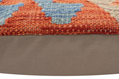 handmade Traditional Pillow Rust Blue Hand-Woven SQUARE 100% WOOL Hand woven turkish pillow2 x 2