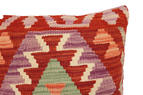 handmade Traditional Pillow Rust Blue Hand-Woven SQUARE 100% WOOL Hand woven turkish pillow2 x 2
