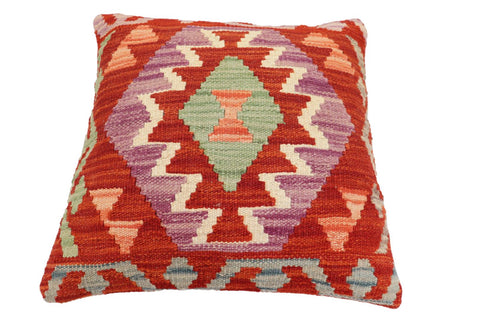 handmade Traditional Pillow Rust Blue Hand-Woven SQUARE 100% WOOL Hand woven turkish pillow2 x 2