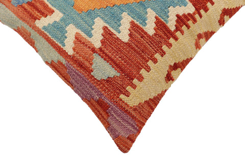 handmade Traditional Pillow Rust Blue Hand-Woven SQUARE 100% WOOL Hand woven turkish pillow2 x 2
