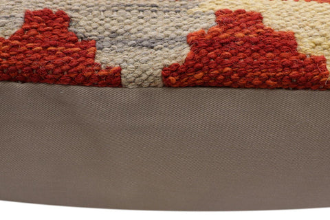 handmade Traditional Pillow Rust Blue Hand-Woven SQUARE 100% WOOL Hand woven turkish pillow2 x 2