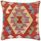 handmade Traditional Pillow Red Blue Hand-Woven SQUARE 100% WOOL  Hand woven turkish pillow  2 x 2