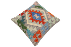 handmade Traditional Pillow Gray Rust Hand-Woven SQUARE 100% WOOL Hand woven turkish pillow2' x 2'