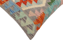 handmade Traditional Pillow Gray Rust Hand-Woven SQUARE 100% WOOL Hand woven turkish pillow2' x 2'