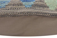 handmade Traditional Pillow Gray Rust Hand-Woven SQUARE 100% WOOL Hand woven turkish pillow2' x 2'