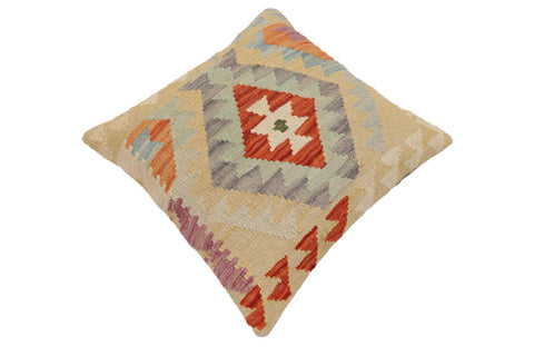 handmade Traditional Pillow Rust Blue Hand-Woven SQUARE 100% WOOL Hand woven turkish pillow2 x 2
