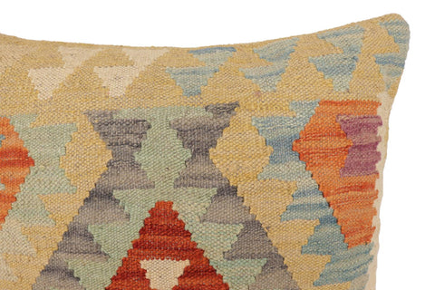 handmade Traditional Pillow Rust Blue Hand-Woven SQUARE 100% WOOL Hand woven turkish pillow2 x 2