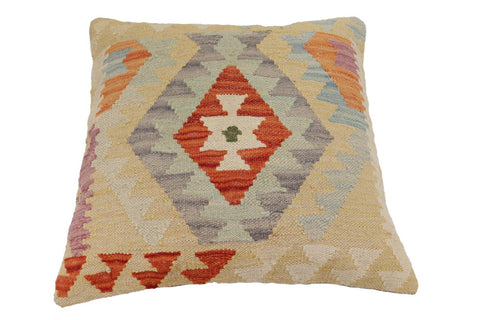 handmade Traditional Pillow Rust Blue Hand-Woven SQUARE 100% WOOL Hand woven turkish pillow2 x 2