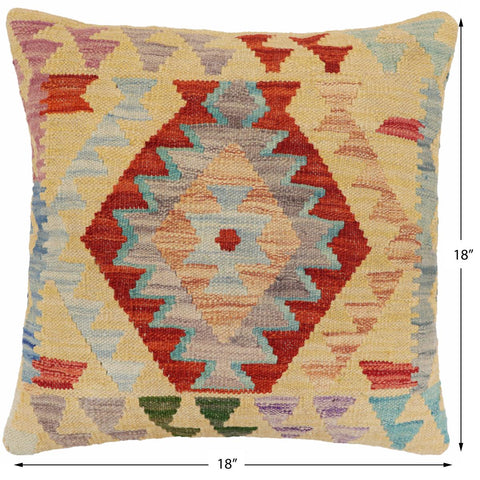 handmade Traditional Pillow Rust Blue Hand-Woven SQUARE 100% WOOL Hand woven turkish pillow2 x 2