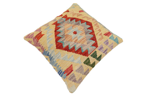handmade Traditional Pillow Rust Blue Hand-Woven SQUARE 100% WOOL Hand woven turkish pillow2 x 2