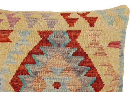 handmade Traditional Pillow Rust Blue Hand-Woven SQUARE 100% WOOL Hand woven turkish pillow2 x 2