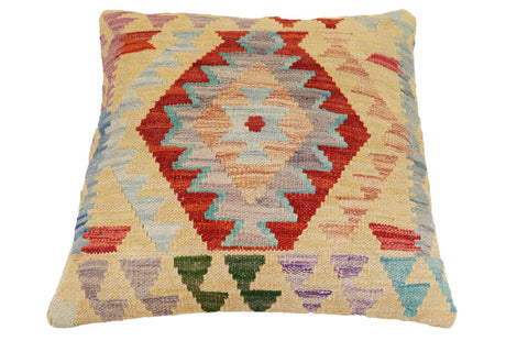 handmade Traditional Pillow Rust Blue Hand-Woven SQUARE 100% WOOL Hand woven turkish pillow2 x 2