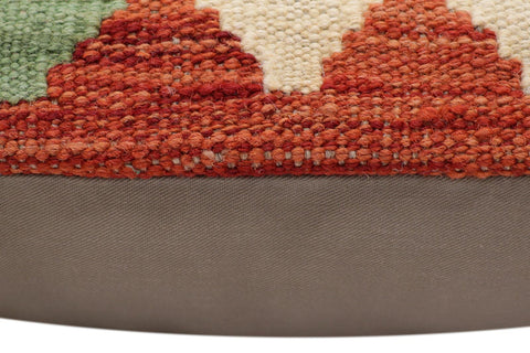 handmade Traditional Pillow Rust Blue Hand-Woven SQUARE 100% WOOL  Hand woven turkish pillow  2 x 2