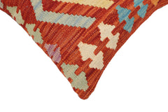 handmade Traditional Pillow Rust Blue Hand-Woven SQUARE 100% WOOL Hand woven turkish pillow2' x 2'