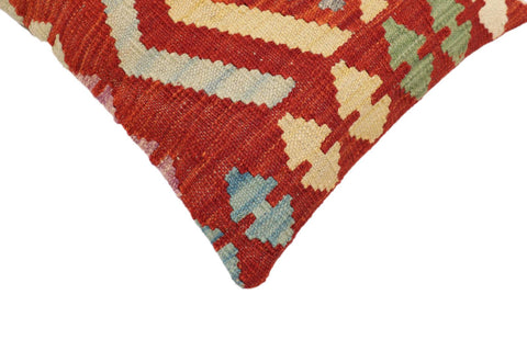 handmade Traditional Pillow Rust Blue Hand-Woven SQUARE 100% WOOL Hand woven turkish pillow2 x 2
