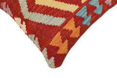 handmade Traditional Pillow Rust Blue Hand-Woven SQUARE 100% WOOL Hand woven turkish pillow2' x 2'