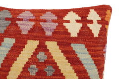 handmade Traditional Pillow Rust Blue Hand-Woven SQUARE 100% WOOL Hand woven turkish pillow2' x 2'