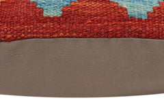 handmade Traditional Pillow Rust Blue Hand-Woven SQUARE 100% WOOL Hand woven turkish pillow2' x 2'