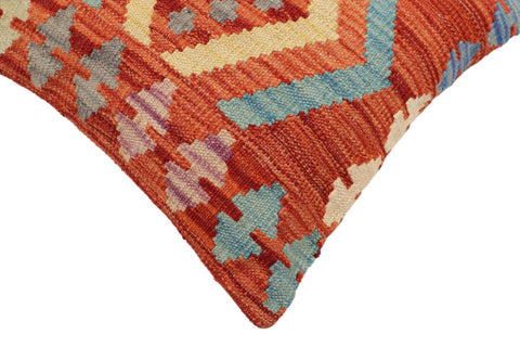 handmade Traditional Pillow Rust Blue Hand-Woven SQUARE 100% WOOL Hand woven turkish pillow2 x 2