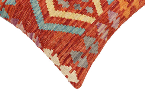 handmade Traditional Pillow Rust Blue Hand-Woven SQUARE 100% WOOL Hand woven turkish pillow2 x 2