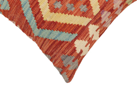 handmade Traditional Pillow Rust Blue Hand-Woven SQUARE 100% WOOL Hand woven turkish pillow2 x 2