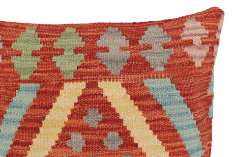 handmade Traditional Pillow Rust Blue Hand-Woven SQUARE 100% WOOL Hand woven turkish pillow2 x 2