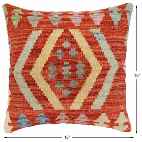 handmade Traditional Pillow Rust Blue Hand-Woven SQUARE 100% WOOL Hand woven turkish pillow2 x 2