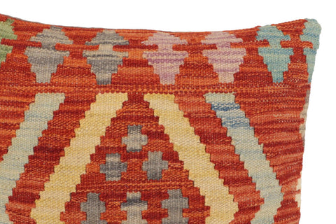 handmade Traditional Pillow Rust Blue Hand-Woven SQUARE 100% WOOL Hand woven turkish pillow2 x 2