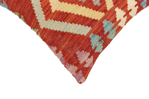 handmade Traditional Pillow Rust Blue Hand-Woven SQUARE 100% WOOL Hand woven turkish pillow2 x 2