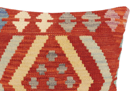handmade Traditional Pillow Rust Blue Hand-Woven SQUARE 100% WOOL Hand woven turkish pillow2 x 2
