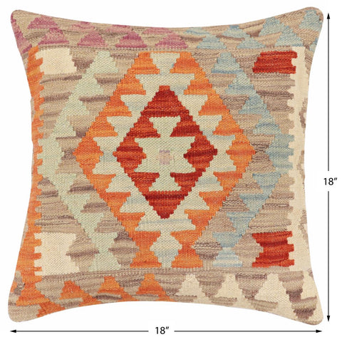 handmade Traditional Pillow Rust Blue Hand-Woven SQUARE 100% WOOL Hand woven turkish pillow2 x 2