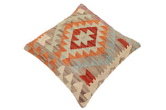handmade Traditional Pillow Rust Blue Hand-Woven SQUARE 100% WOOL Hand woven turkish pillow2' x 2'