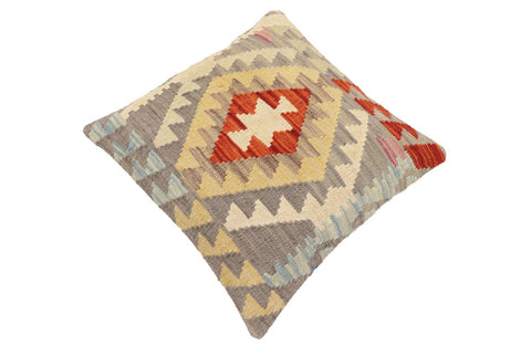 handmade Traditional Pillow Gray Rust Hand-Woven SQUARE 100% WOOL Hand woven turkish pillow2 x 2