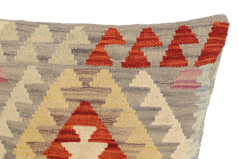 handmade Traditional Pillow Gray Rust Hand-Woven SQUARE 100% WOOL Hand woven turkish pillow2 x 2