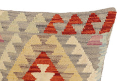 handmade Traditional Pillow Gray Rust Hand-Woven SQUARE 100% WOOL Hand woven turkish pillow2' x 2'