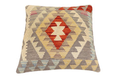 handmade Traditional Pillow Gray Rust Hand-Woven SQUARE 100% WOOL Hand woven turkish pillow2' x 2'