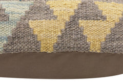 handmade Traditional Pillow Gray Rust Hand-Woven SQUARE 100% WOOL Hand woven turkish pillow2' x 2'