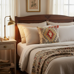 Boho Chic Woodard Turkish Hand-Woven Kilim Pillow