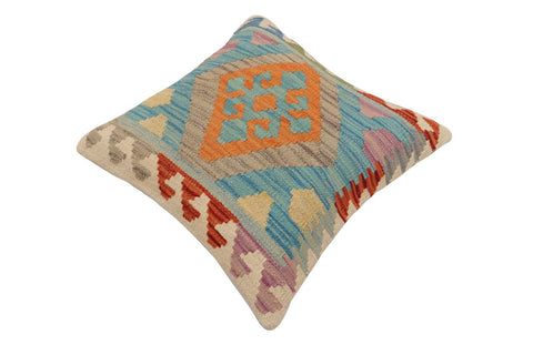 handmade Traditional Pillow Blue Rust Hand-Woven SQUARE 100% WOOL Hand woven turkish pillow2 x 2