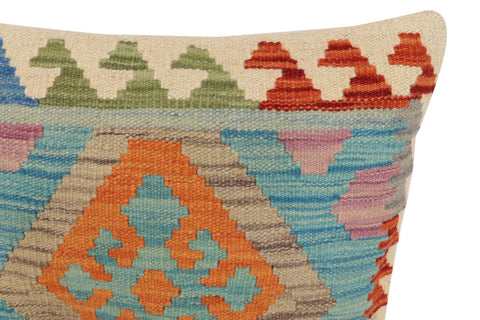 handmade Traditional Pillow Blue Rust Hand-Woven SQUARE 100% WOOL Hand woven turkish pillow2 x 2