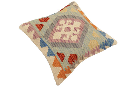 handmade Traditional Pillow Blue Rust Hand-Woven SQUARE 100% WOOL Hand woven turkish pillow2 x 2
