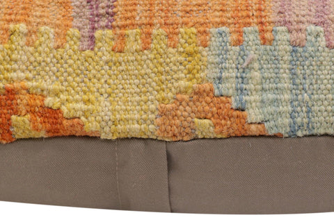 handmade Traditional Pillow Orange Blue Hand-Woven SQUARE 100% WOOL  Hand woven turkish pillow  2 x 2