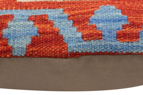 handmade Traditional Pillow Rust Blue Hand-Woven SQUARE 100% WOOL Hand woven turkish pillow2 x 2